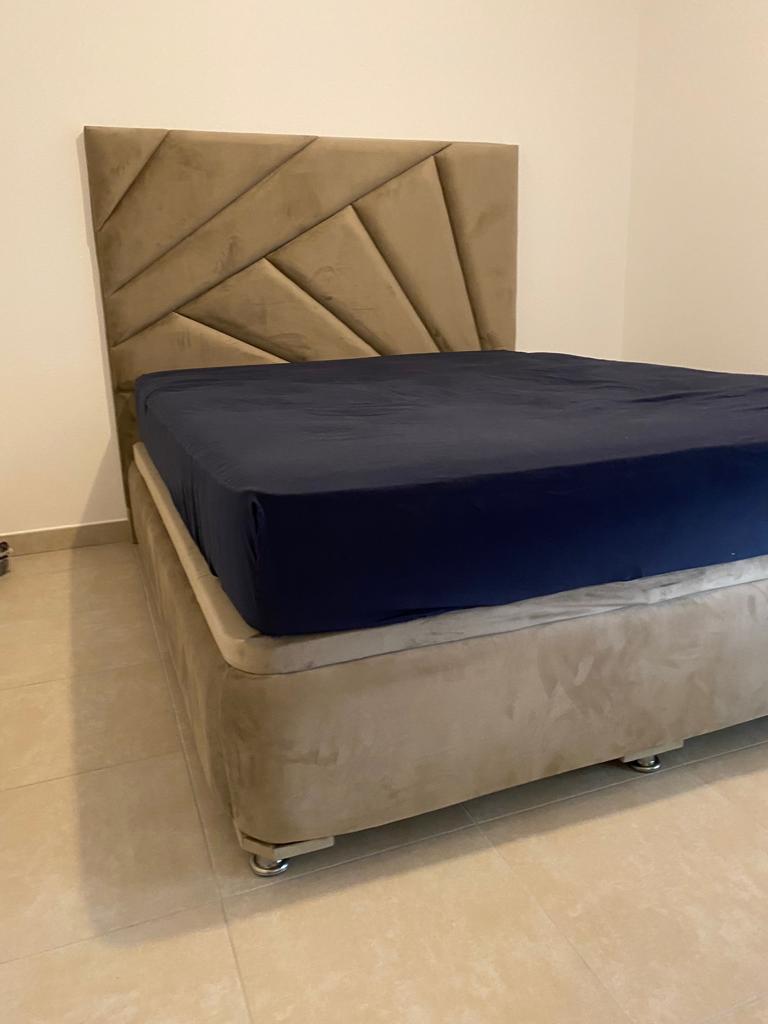 lit 2 place beige coffre